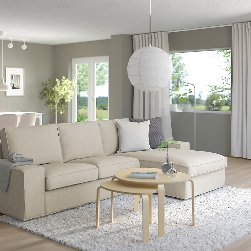 100% Cotton 3 Seater 4 Seater Sofa Cover with Armrests Solid Color Quilted Cotton Slipcovers  KIVcover LITB PRIME cover4