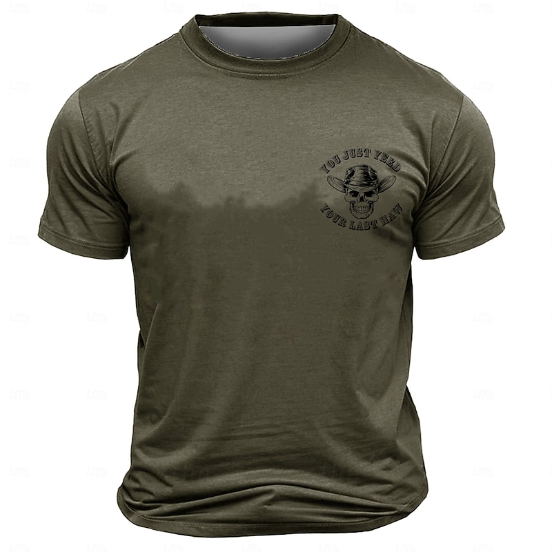 Men's Skulls T Shirt Short Sleeve T shirt 3D Print Crew Neck Shirt Fashion Athleisure Street Sports Outdoor Dark Green Summer Spring Clothing Apparel S M L XL XXL XXXL