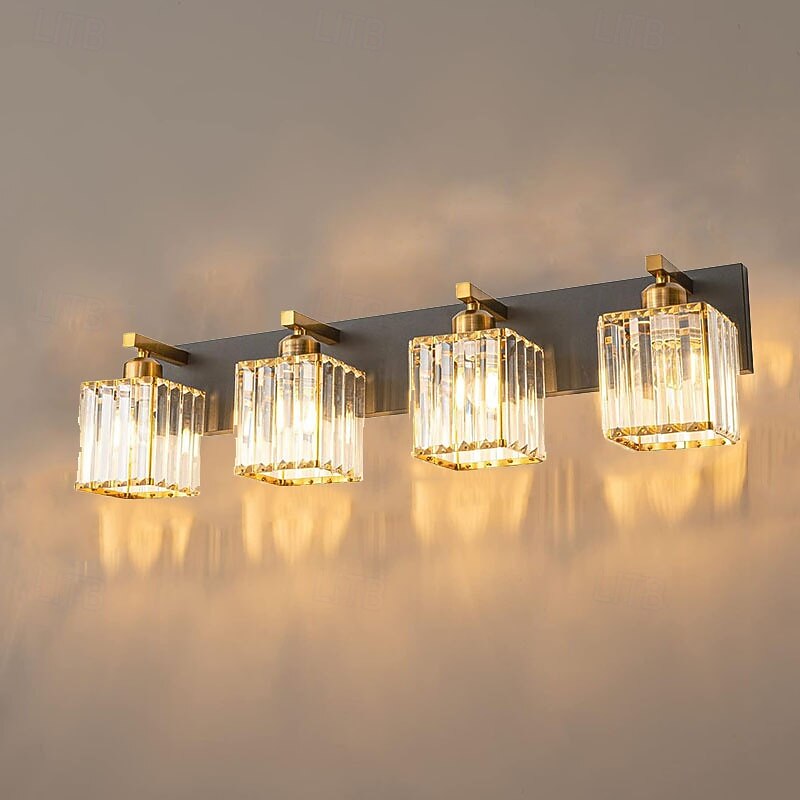 LED Indoor Wall Lights Warm White 2/3/4-Light American Simple Light Luxury Crystal Industrial Wall Lamp for Bathroom Bedroom 110-240V