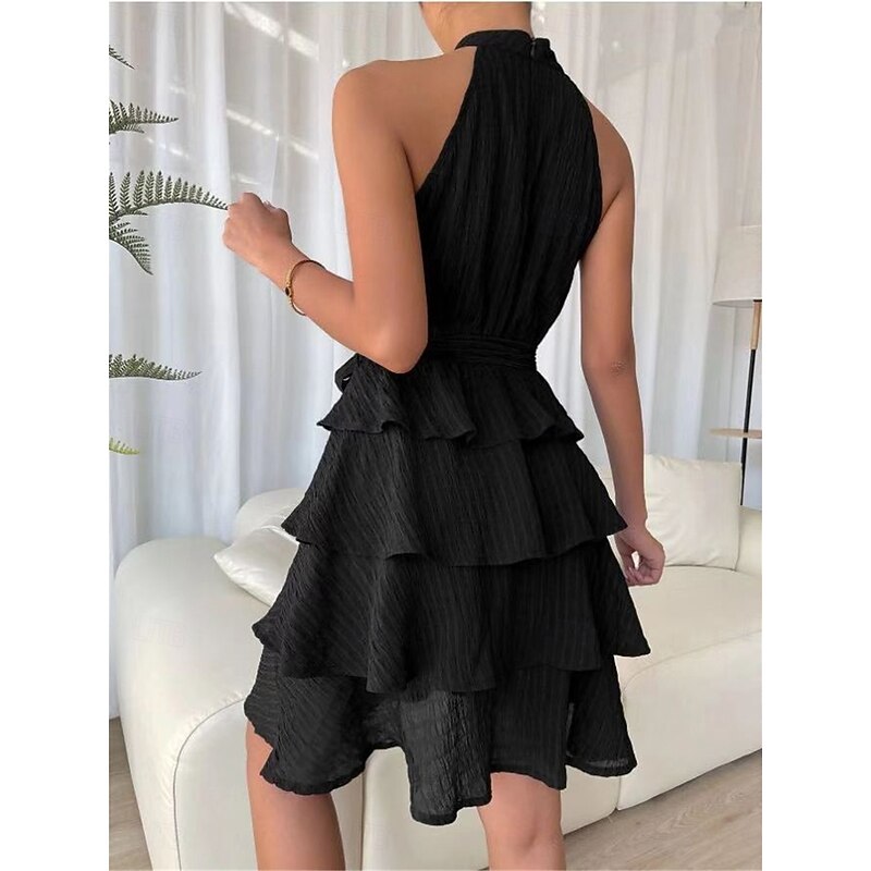 Women's Mini Dress Black Dress Graduation Dress Casual Dress Cocktail Dress Streetwear Basic Casual Vacation Street Holiday Regular Fit Sleeveless Halter Neck Black Red Blue Purple Summer2