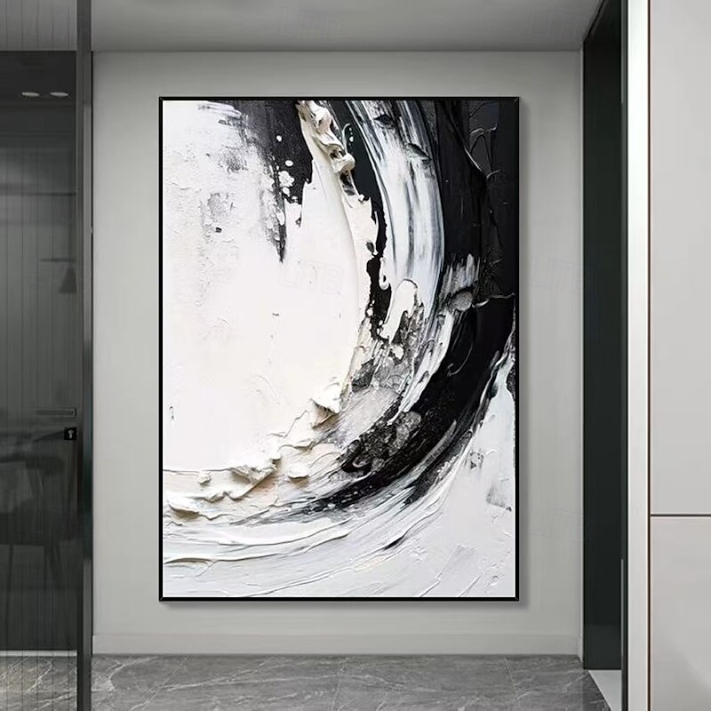 3D Black white Oil painting handmade Beige Wabi Sabi oil painting hand painted Wall Art Black Beige Painting Large handpainted Black painting Wall Art Beige Textured oil Painting Wall Art Decor3