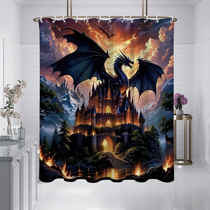 Flowers plants Halloween skull shower curtain modern machine washable waterproof polyester fabric for bathroom decoration bathtub with 12 hooks4