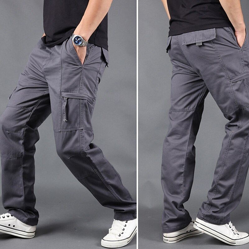 Men's Cargo Pants Tactical Pants Trousers Hiking Pants Buttons Elastic Waist Multi Pocket Plain Quick Dry Wearable Outdoor Daily Camping & Hiking Fashion Classic Black Army Green4