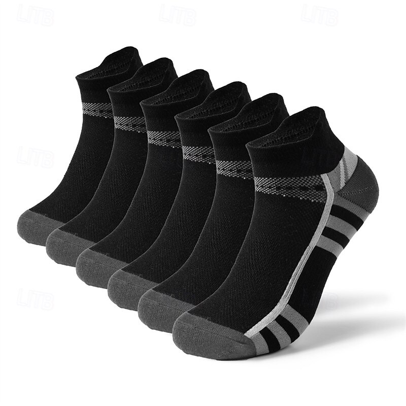 Men's 6 Pairs Multi Packs Socks Running Socks Casual Socks Black Red Color Color Block Sports & Outdoor Daily Vacation Basic Medium Spring Fall Fashion Casual3