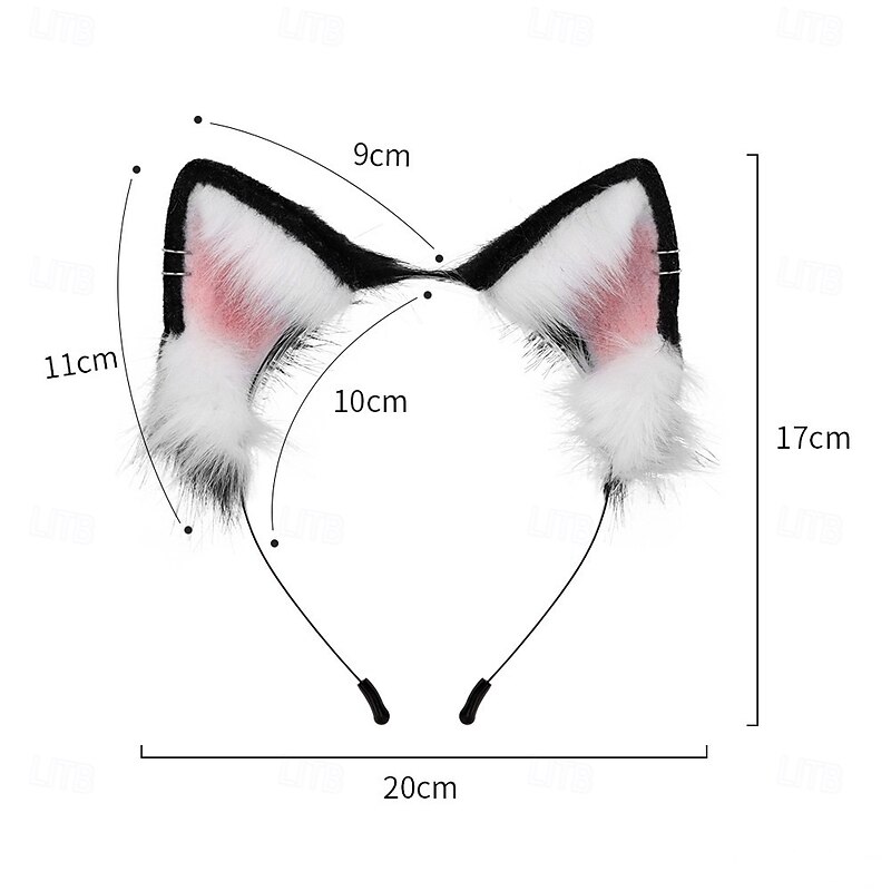 Lolita Plush Hair Hoop Ears Headwear Furry Hairband Cute Headpiece Anime Kitty Fancy Dress Cosplay Accessories2