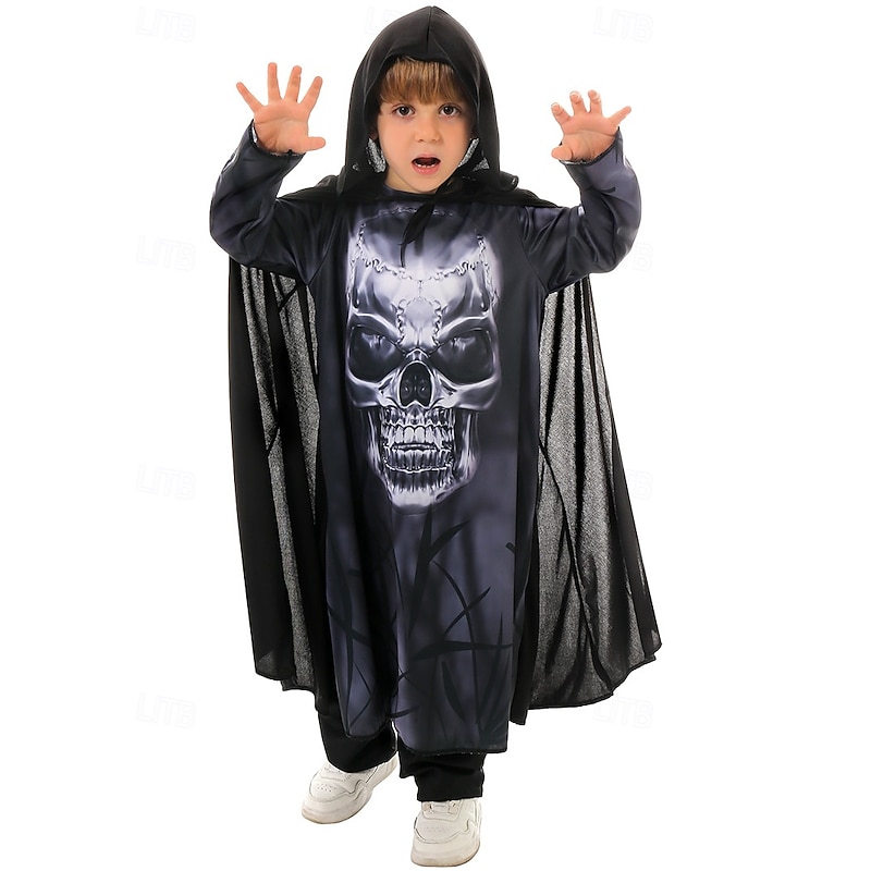Grim Reaper Halloween Group Family Costumes Kid's Boys Girls' Scary Costume Performance Party Halloween Carnival Easy Carnival Costume4