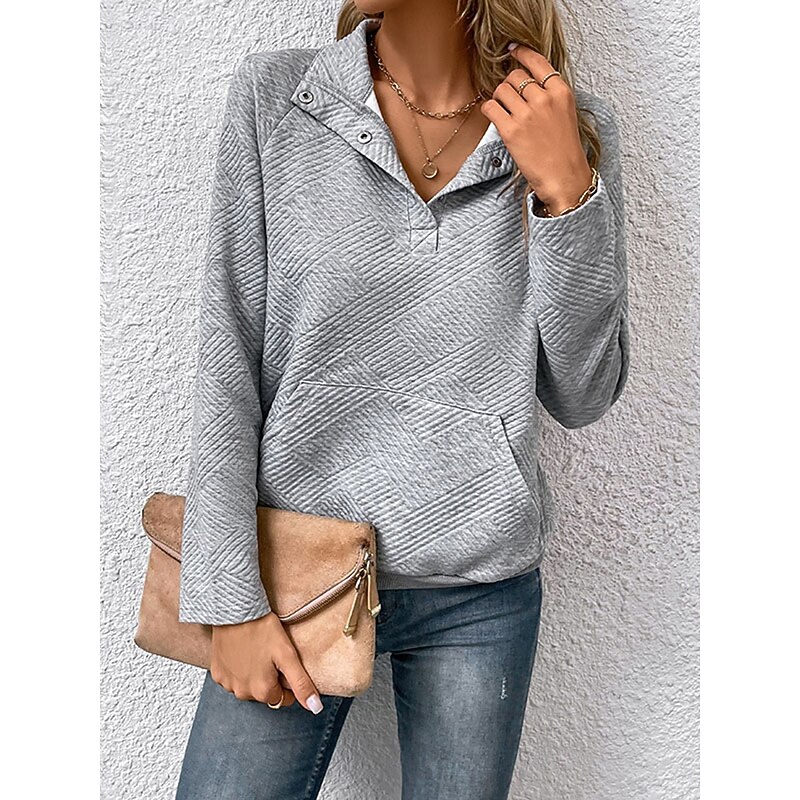 Women's Sweatshirt Crew Neck Long Sleeve Black Green Gray Fall Winter4