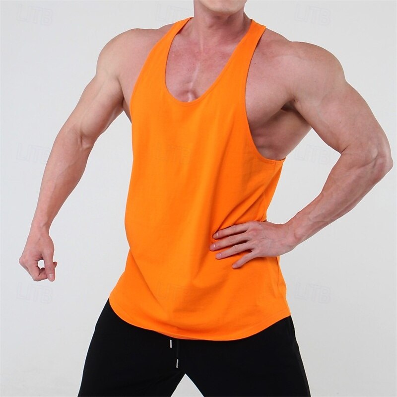Men's Workout Tank Top Running Tank Top Gym Tank Top Sleeveless Vest / Gilet Casual Athleisure Solid Colored Cotton Quick Dry Soft Breathable Gym Workout Walking Jogging Sportswear Activewear Black4