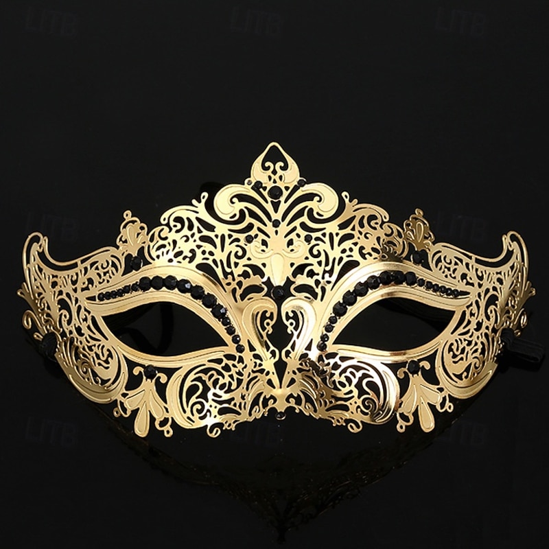 Greek Goddess Roman Halloween Mask Venetian Mask Columbina Carnival Mask Metal Finish Sexy Costume Half Face Adults' Women's Halloween Carnival Mardi Gras Party Masquerade Carnival of Venice Easy2