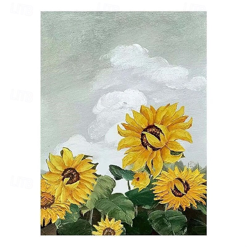 Sunflower oil painting handmade Abstract flower Oil Painting On Canvas handmade Modern Sunflower Oil Painting Hand Painted Large white flower floral oil painting Wall Art painting For Home Decor3