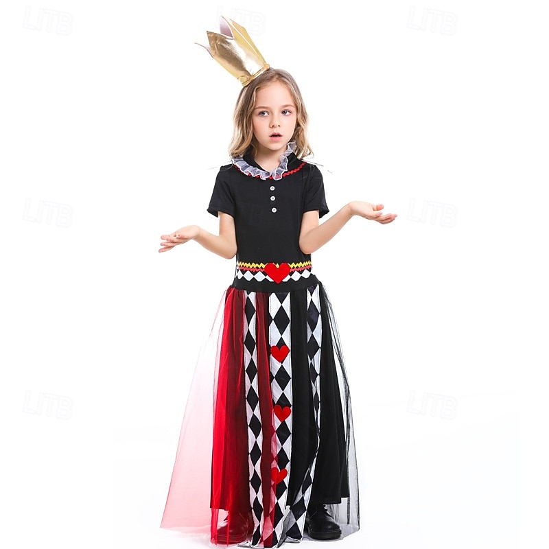 Alice in Wonderland Fairy Tale Queen of Hearts The Red Queen Venom Dress Halloween Group Family Costumes Kid's Adults' Women's Girls' Cosplay Performance Party / Evening Halloween Carnival Masquerade3