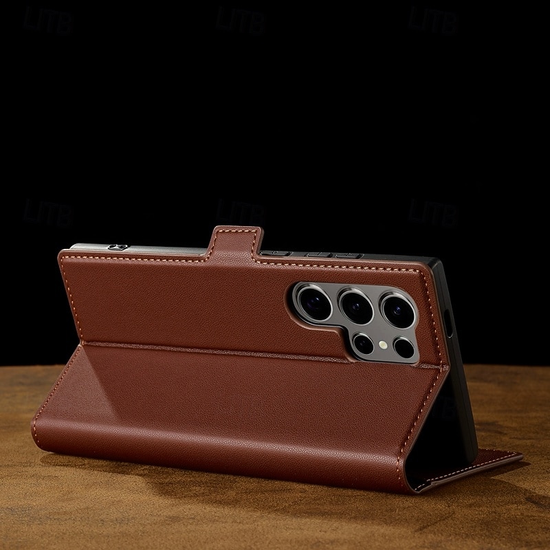 Phone Case For Samsung Galaxy S25 S24 S23 S23 FE S22 S21 Ultra Plus A55 5G A35 5G A15 A14 Back Cover Wallet Case with Stand Holder Magnetic Card Slot Retro TPU PU Leather4