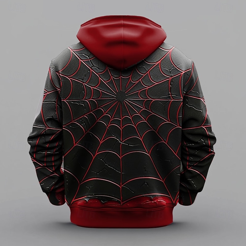 Halloween Men's Spider Hoodie Hoodies Sweatshirt Fashion Cool Long Sleeve Hooded Halloween Club Red Pocket 3D Print Fall Winter Designer3