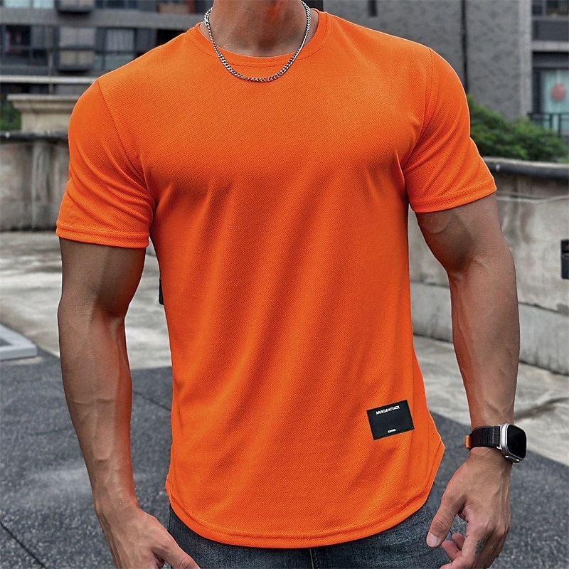 Men's Running T-Shirt Short Sleeve Tee Tshirt Casual Athleisure Solid Colored Quick Dry Soft Breathable Gym Workout Walking Jogging Sportswear Activewear Dark Grey Black White