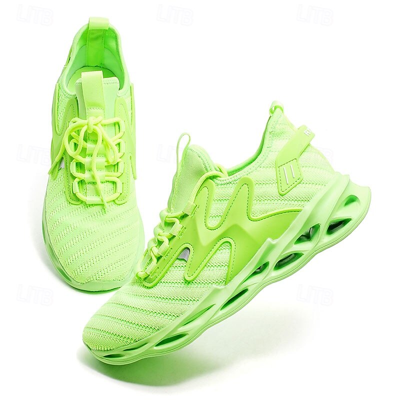 Men's Vibrant Neon Green Athletic Sneakers with Innovative Design, Perfect for Running and High-Impact Sports2
