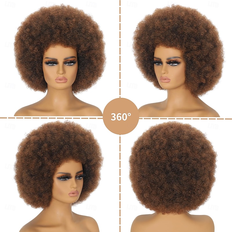 Afro Wigs for Black Women Short Curly Afro Kinky Wig 70s Large Bouncy and Soft Natural Looking Full Puff WIgs for Party Cosplay Afro Wig3