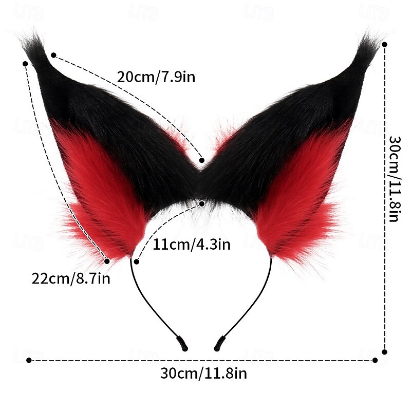 Anime Hazzbin cos Hotel Alastor Cosplay Prop Radio Demon Red Wolf Fox Ears Hairhoop Headwear Headband For Costume Accessories4