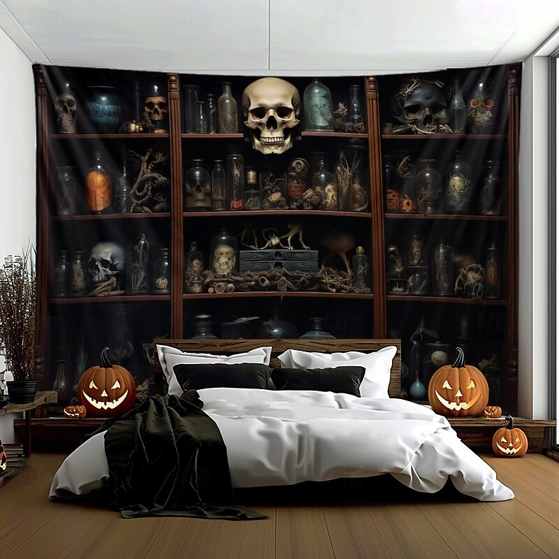 Halloween Decorations Skull Poison Hanging Tapestry Wall Art Large Tapestry Mural Decor Photograph Backdrop Blanket Curtain Home Bedroom Living Room Decoration3