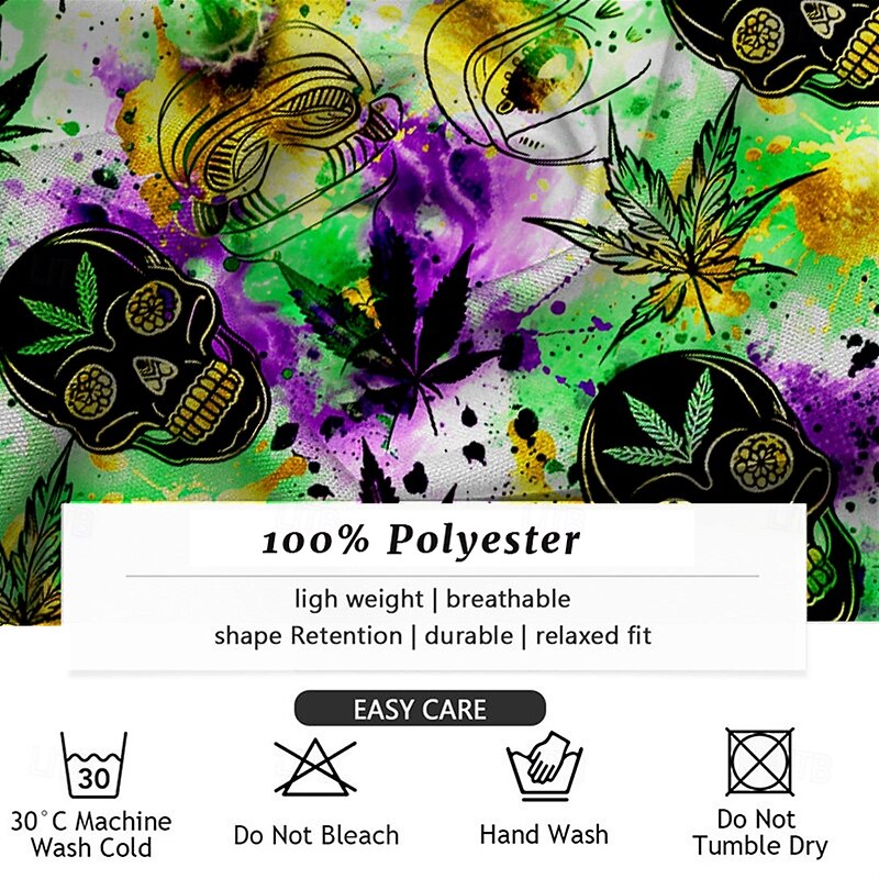 Men's Skull Summer Hawaiian Shirt Button Up Shirt Aloha Shirt Short Sleeve Shirt Collared Shirts Hawaiian Casual Vacation Party Evening Wear Daily Green S M L3