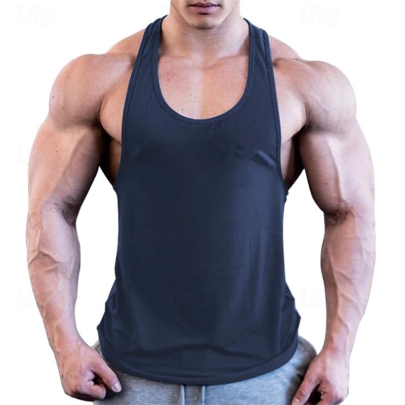 Men's Workout Tank Top Running Tank Top Gym Tank Top Sleeveless Vest / Gilet Casual Athleisure Solid Colored Cotton Quick Dry Soft Breathable Gym Workout Walking Jogging Sportswear Activewear White4