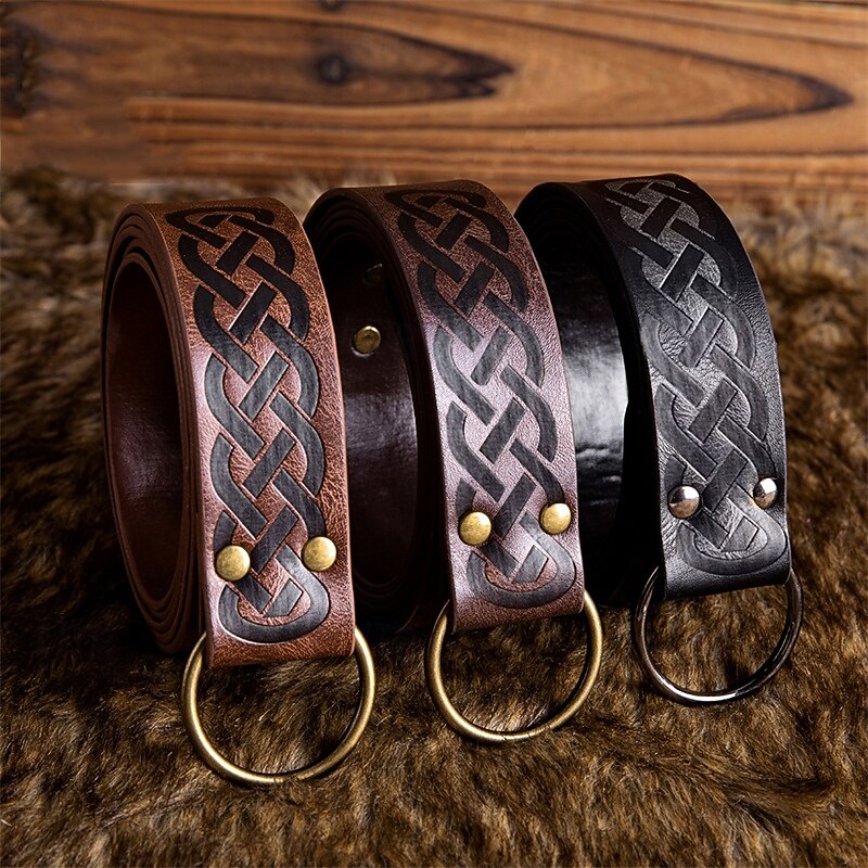 Men's Belt Waist Belt Black Brown PU Alloy Retro Durable Adjustable Plain Daily Stage