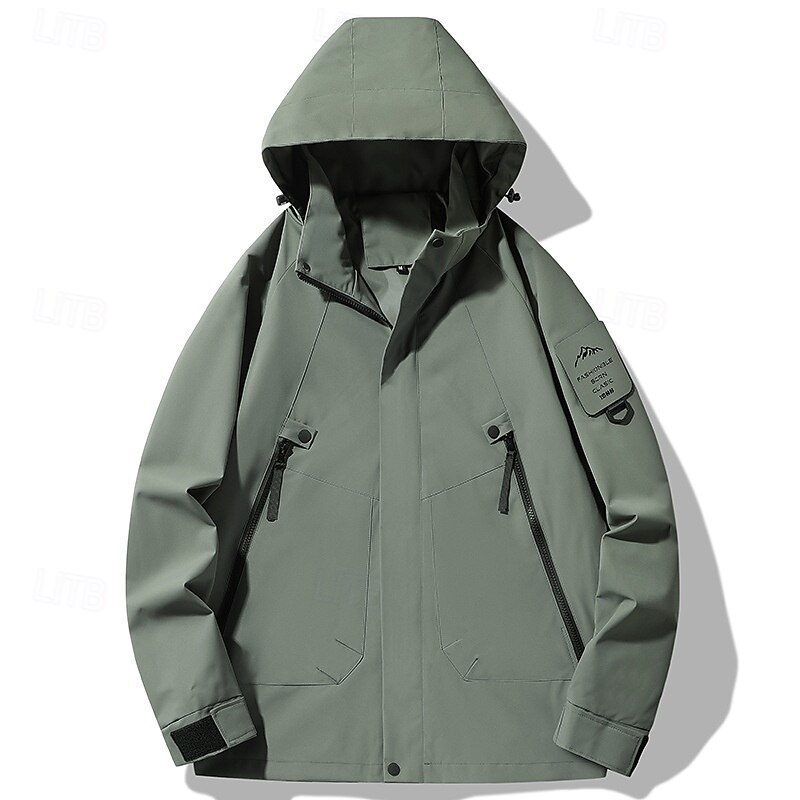 Men's Softshell Jacket Hiking Jacket Outdoor Windproof Windbreaker Jacket Traveling Black White Army Green Purple Green4