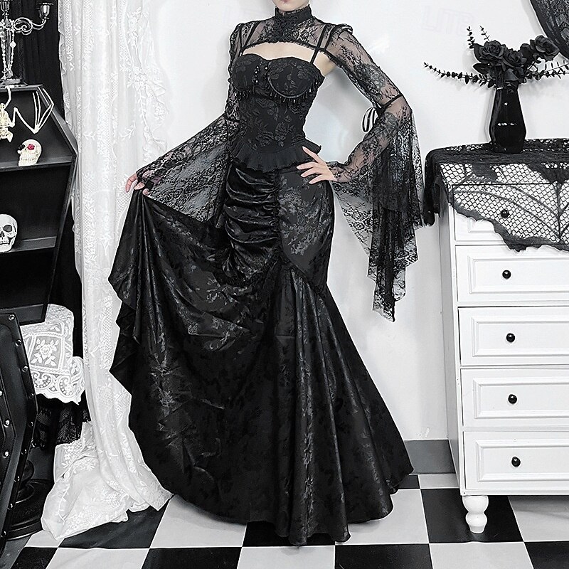 Punk & Gothic Skirt Witch Goth Girl Fancy Dress Women's Fantasy Walpurgis Night Halloween Carnival Masquerade Halloween Prom Festival Adults' Dress2