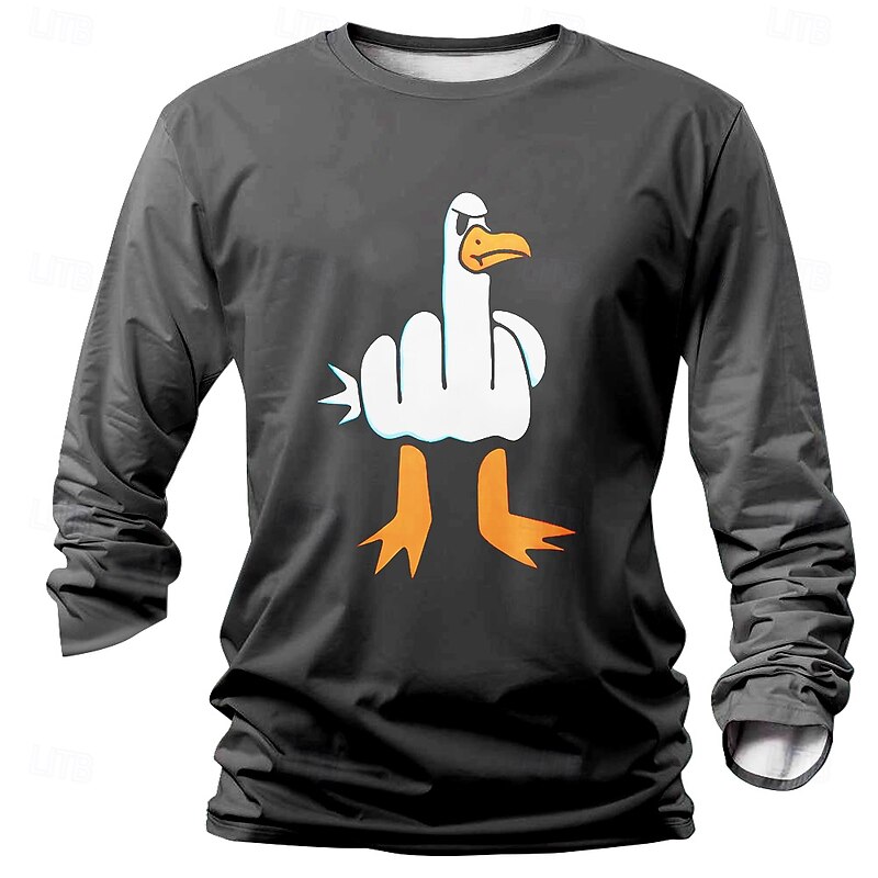 Men's Rude Offensive Animal Funny T shirt Henley Shirt Long Sleeve T shirt 3D Print Crew Neck Shirt Designer Street Casual Daily Black Green Gray Summer Spring Fall Clothing Apparel S M L XL 2XL 3XL2