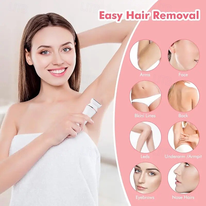 5-in-1 Hair Removal Epilator Shaver Face Razor Facial Brush Face Massage Body Exfoliator Rechargeable Hair Removal for Women2