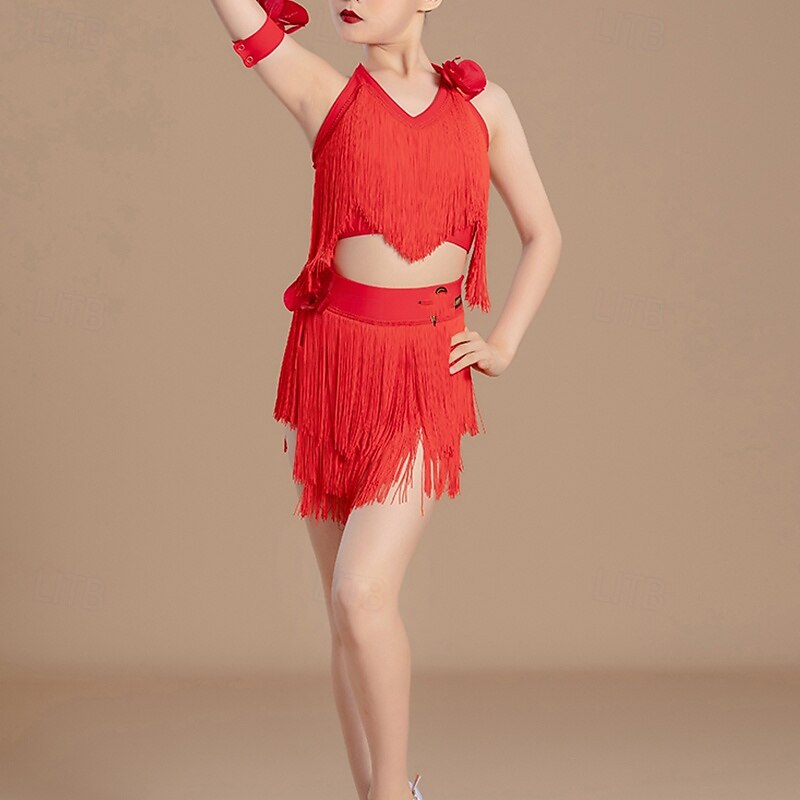 Kids' Dancewear Skirts Tassel Girls' Performance Daily Wear Sleeveless Natural Lycra3