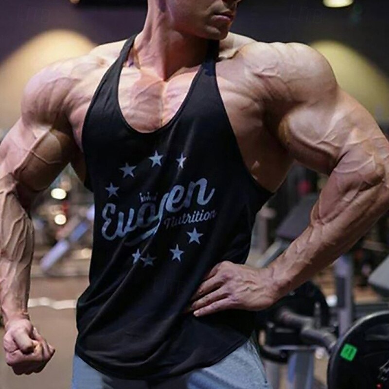 Men's Workout Tank Top Running Tank Top Gym Tank Top Sleeveless Vest / Gilet Casual Athleisure Letter Cotton Quick Dry Soft Breathable Gym Workout Walking Jogging Sportswear Activewear Black White4