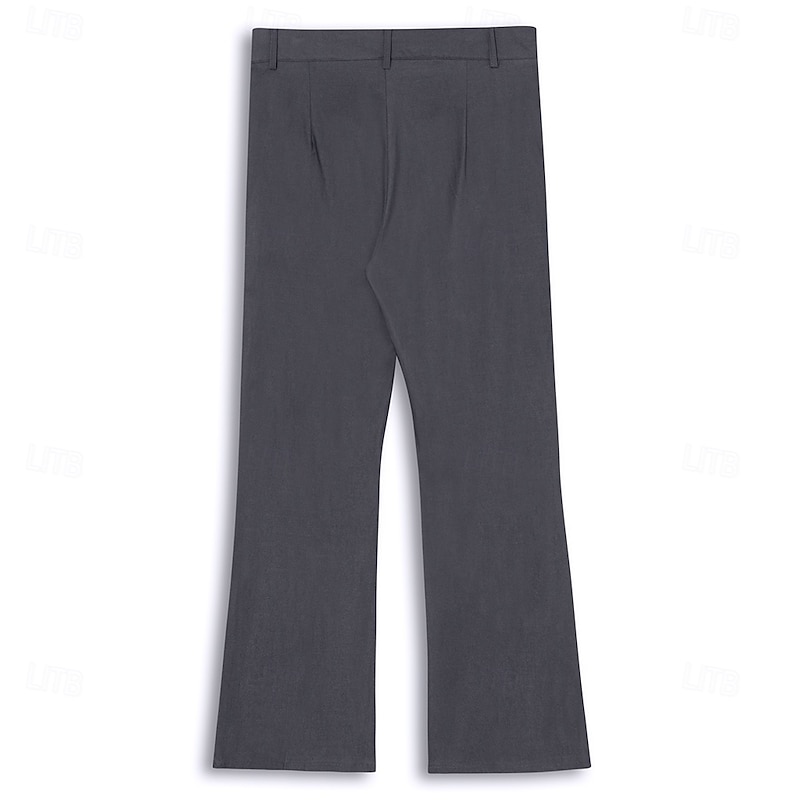 Men's Dress Pants Flared Pants Trousers Suit Pants Pocket Plain Comfort Breathable Full Length Outdoor Daily Going out Fashion Casual White Khaki Stretchy3