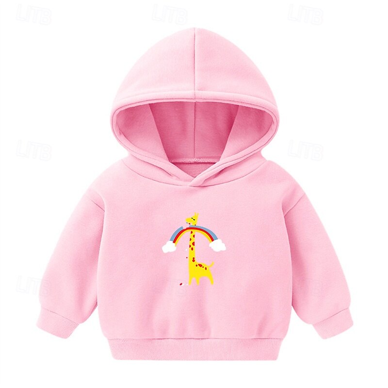Boys Girls' 3D Giraffe Hoodie Long Sleeve Fall Winter Fashion Basic Little Kids(4-7ys) 4-7 Years Hooded Outdoor Casual Daily Regular Fit4