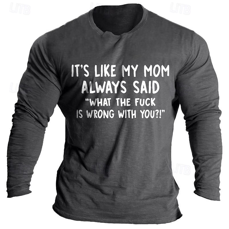 Letter Printed Funny Dark Heather Grey Black Dark Blue T shirt Tee Men's Graphic 100% Cotton Shirt Sports Classic Shirt Long Sleeve Comfortable Tee Summer Fall Fashion Designer Clothing S M L XL XXL3