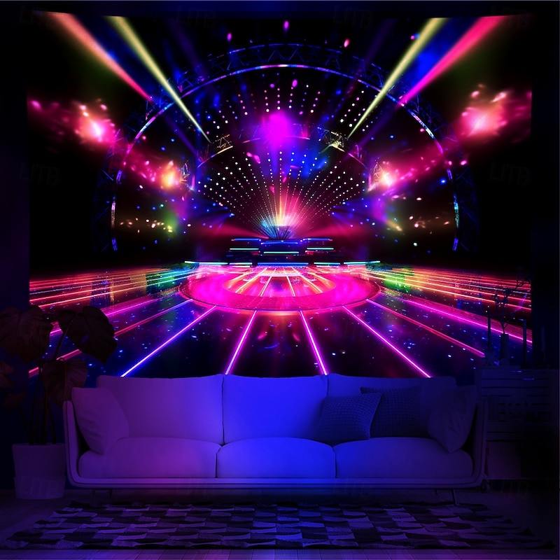 Blacklight Tapestry UV Reactive Glow in the Dark Glow Party Neon Party Ideas Hanging Tapestry Wall Art Mural for Living Room Bedroom