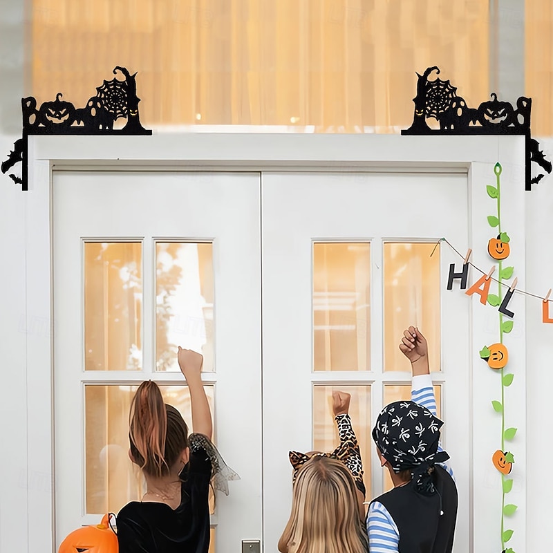 Halloween Door Frame Decals - Spooky Indoor and Outdoor Decorations, Including Castle, Spider Web, and Corner Door Signs, Perfect for Haunted House and Party Atmosphere2