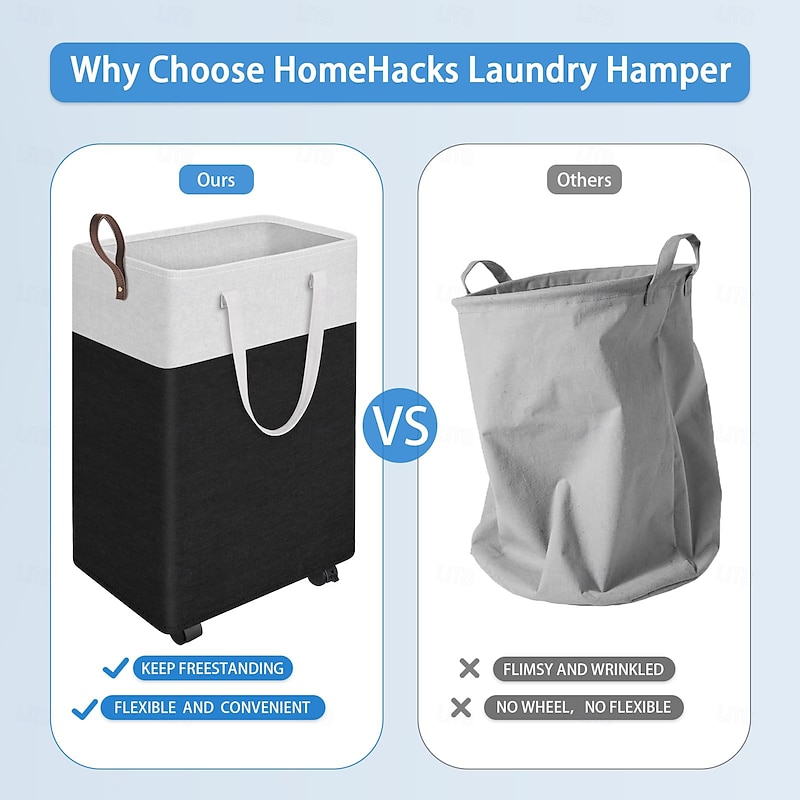 Laundry Hamper with Wheels and Lid, 75/90L Rolling Clothes Basket with Handle, Large Laundry Hamper for Bedroom, Bathroom, Dorm, Laundry Room4