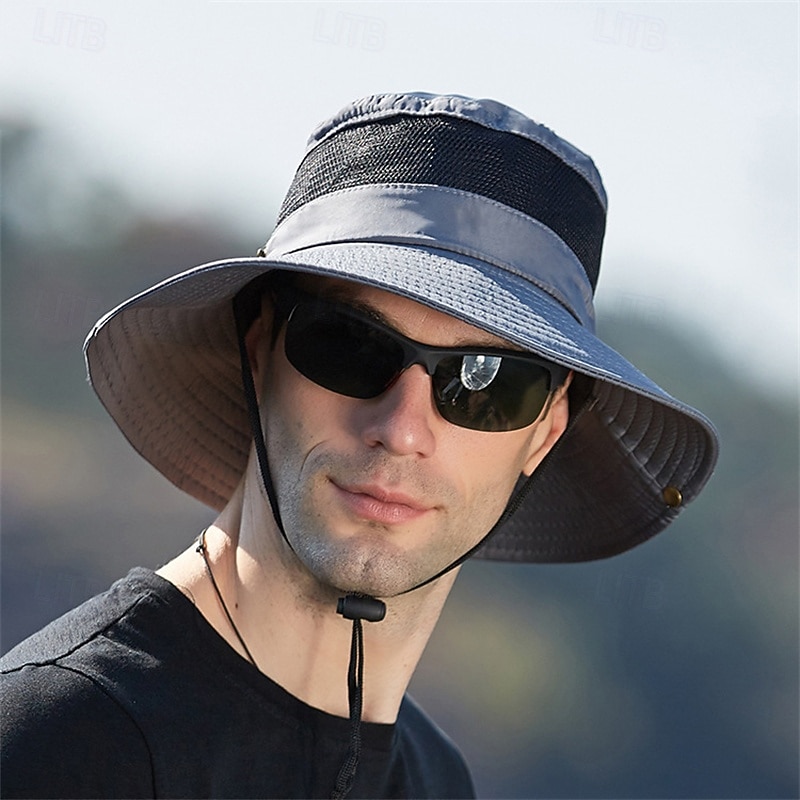 Men's Bucket Hat Sun Hat Wild Brim Hat Black Wine Polyester Patchwork Fashion Casual Outdoor Daily Fishing Color Block Sunscreen Breathable2