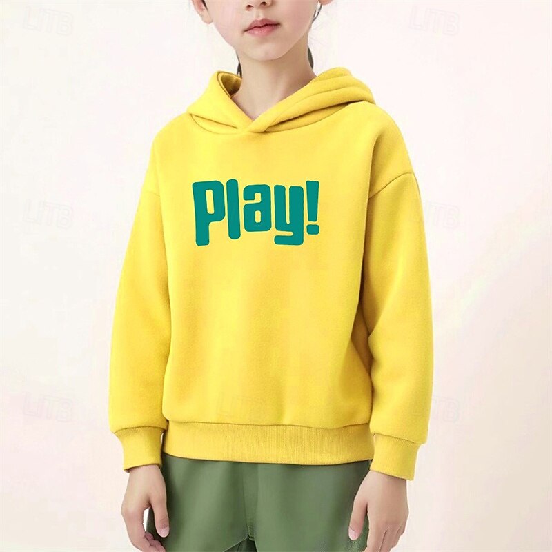 Boys Girls' 3D Letter Hoodie Long Sleeve Fall Winter Fashion Basic Kids 4-7 Years Hooded Outdoor Casual Daily Regular Fit