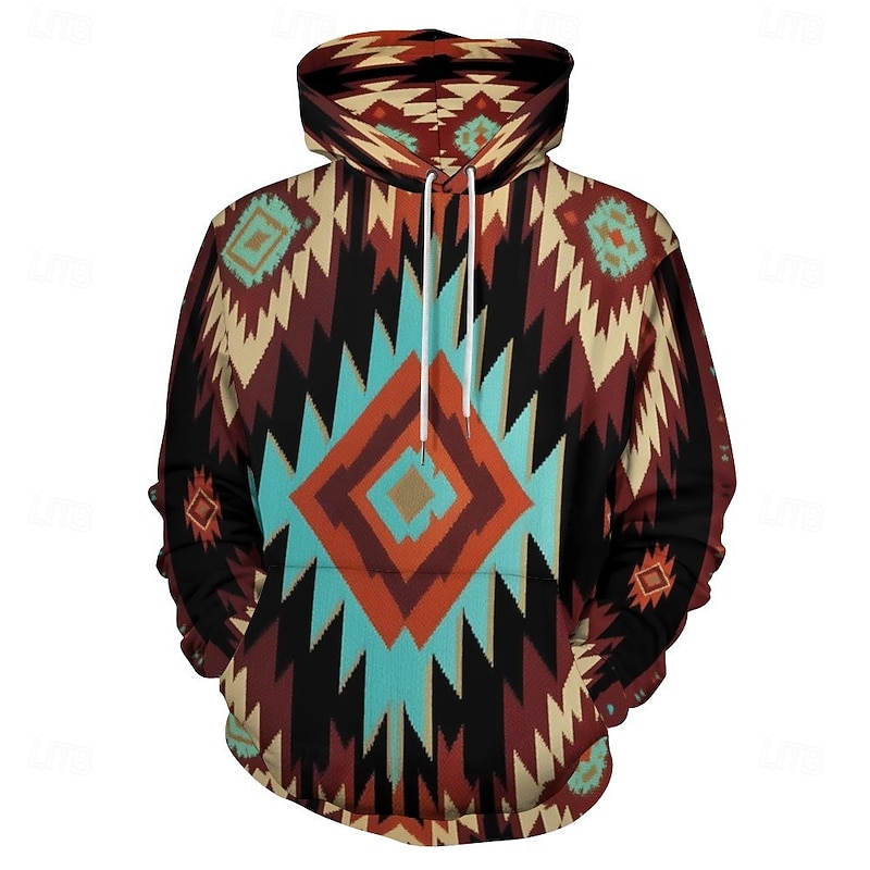 Men's Hoodie Hoodies Sweatshirt Fashion Daily Long Sleeve Hooded Vacation Streetwear Light Brown Printing Winter Spring &  Fall Designer