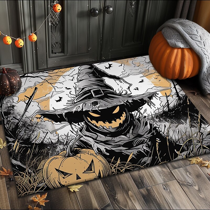Halloween Decorations Doormat Pumpkin Scarecrow Kitchen Mat Floor Mat Non-Slip Area Rug Oil Proof Rug Indoor Outdoor Mat Bedroom Decor Bathroom Mat Entrance Rug3