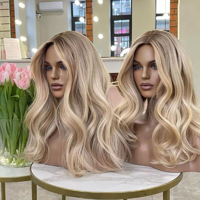 Unprocessed Virgin Hair 13x4 Lace Front Wig Free Part Brazilian Hair Wavy Multi-color Wig 130% 150% Density Color Gradient Natural Hairline 100% Virgin Glueless For Women Long Human Hair Lace Wig