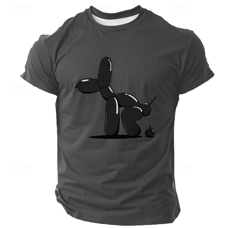 Men's Funny Pooping Balloon Dog Graphic T-Shirt Short Sleeve Novelty Tee2