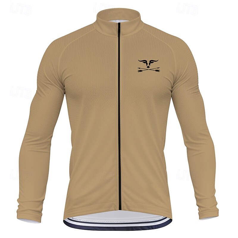 Men's Cycling Jersey Graphic Long Sleeve Bike Tee Tshirt Top with 3 Rear Pockets Mountain Bike MTB Road Bike Cycling Quick Dry Front Zipper Wicking Sports Blue Green Khaki Clothing Apparel3