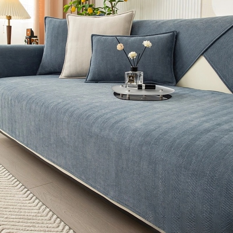 Herringbone Chenille Fabric Waterproof & Antifouling Sofa Covers - Elegant and Durable Design - Protects Against Spills, Stains, and Scratches2