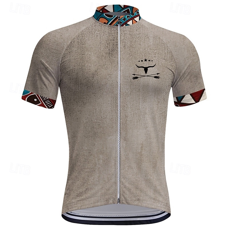 Men's Cycling Jersey Cow Short Sleeve Bike Tee Tshirt Top with 3 Rear Pockets Mountain Bike MTB Road Bike Cycling Quick Dry Front Zipper Wicking Sports Blue Khaki Grey Clothing Apparel2