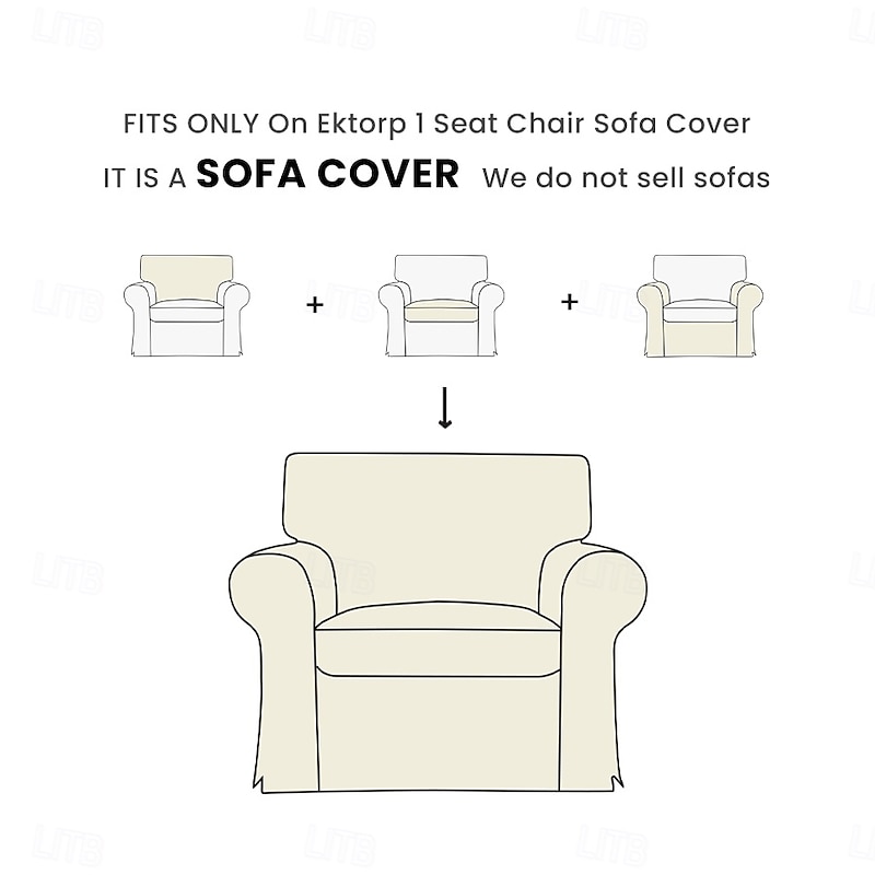 Cotton 1 Seat Chair Sofa Cover with Cushion Cover , Replacement  Armchair Cover 1 Seat Couch Slipcover for Dogs, Replacement Sofa Furniture Protector  LITB PRIME cover Ektcover2