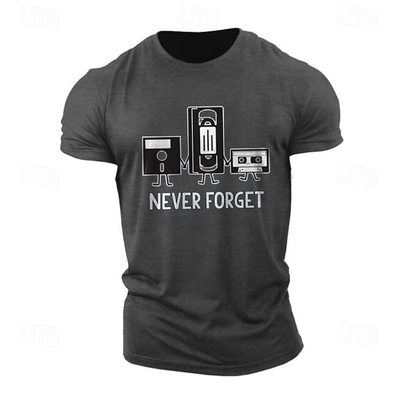 Men's Short Sleeve Graphic T-Shirt - Never Forget Retro Tech Media Nostalgia Design