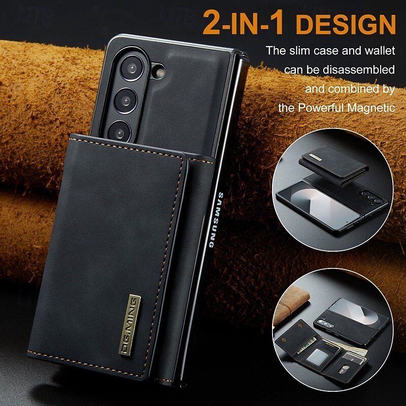 Phone Case For Samsung Galaxy Z Fold 7 Z Fold 6 Z Fold 5 Z Fold 4 Z Fold 3 Back Cover with Stand Holder Magnetic Card Slot Retro TPU PC PU Leather2