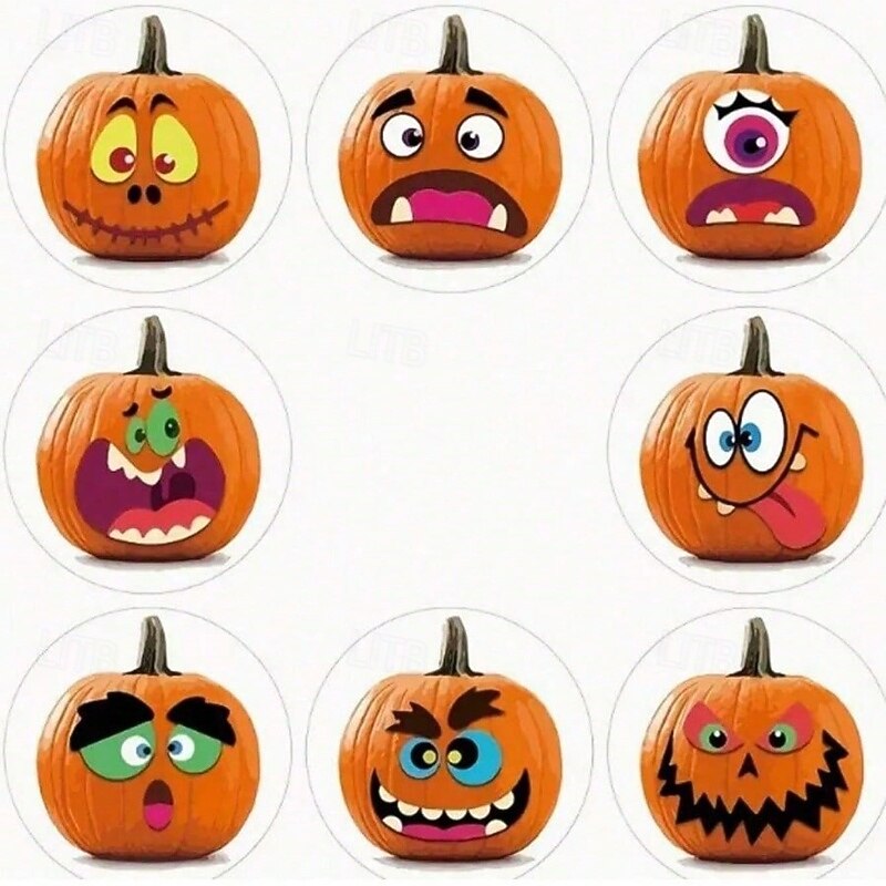 500pcs Assorted Halloween Stickers – Pumpkin, Ghost, Bat, and Spider Designs for Party Decorations, Gift Wrapping, Invitations, Cups, Notebooks, Cupcake Toppers2